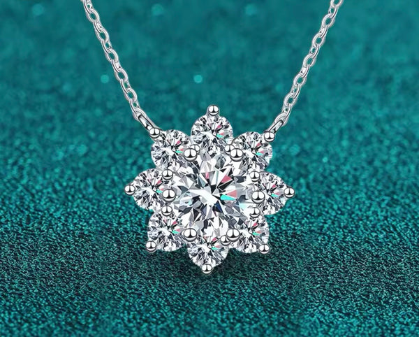 Moissanite flower pendant