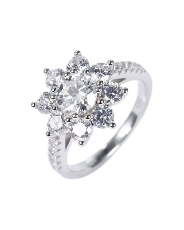 Flower moissanite ring