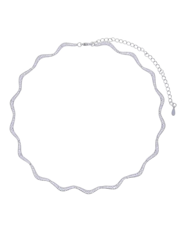 Wavy necklace silver