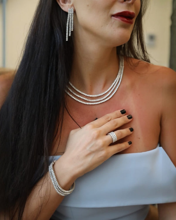 tennis necklace 3 layers moissanite