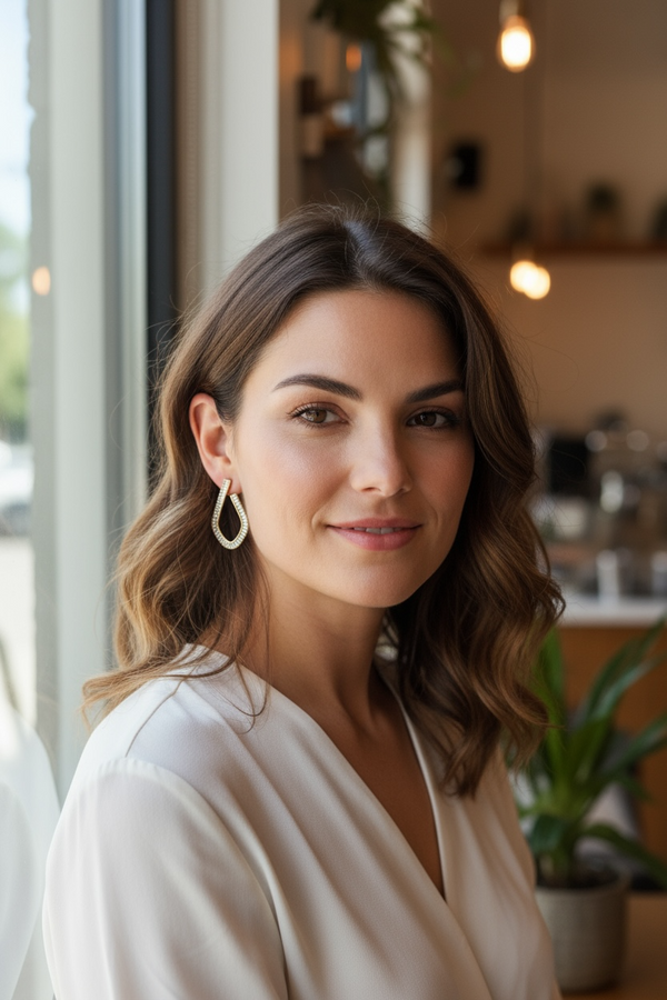 Baguette earring gold