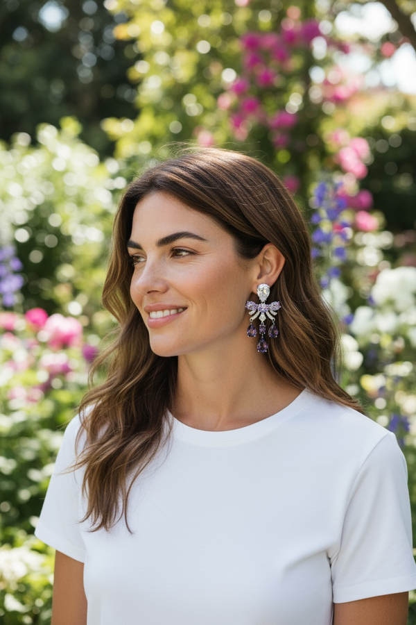 Purple Ribbon earring new